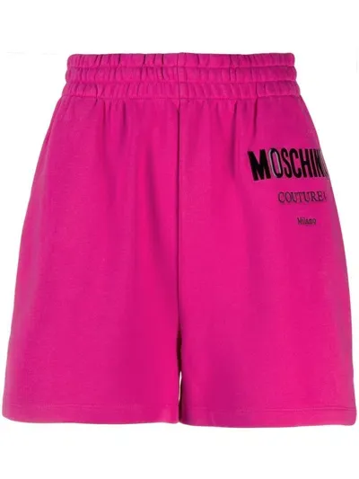 Moschino Logo-print Track Shorts In Pink