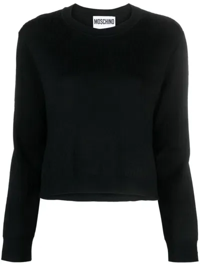 Moschino Monogram-jacquard Virgin-wool Jumper In Black