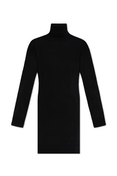 Moschino Monogrammed Intarsia Knit Dress In Black