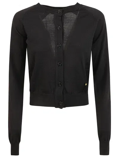 Moschino Open Back Buttoned Knit Cardigan In Black