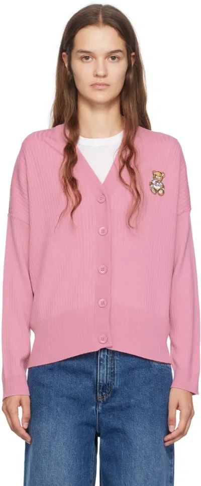 Moschino Pink Teddy Bear Cardigan In 0181 Pink