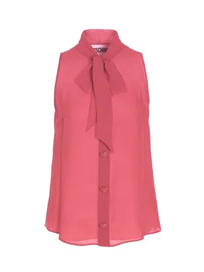 Moschino Pussy Bow Blouse In Fucsia