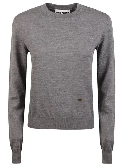 Moschino Rib Trim Plain Sweater In Grey