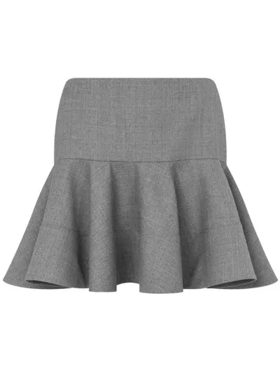 Moschino Ruffle Hem Virgin Wool Skirt In Grey