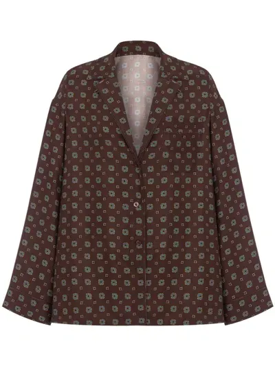 Moschino Silk Shirt In Brown