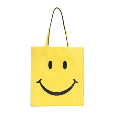 Moschino Smile Patterned Top Handle Bag In Yellow