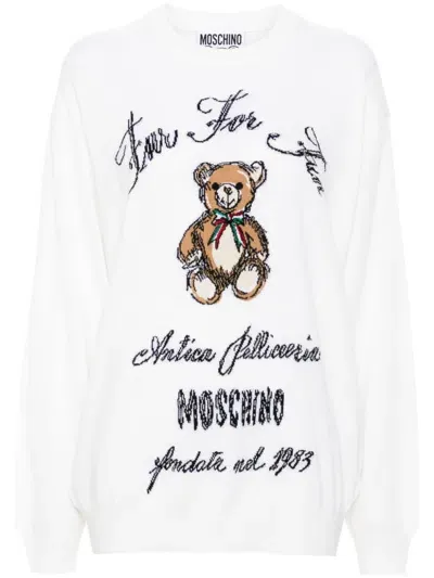 Moschino Teddy Bear-intarsia Sweater In Neutrals