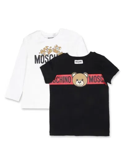 Moschino Kids' Teddy Bear-print Set-of-two T-shirts In Black