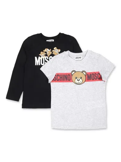 Moschino Kids' Teddy Bear-print Set-of-two T-shirts In Black