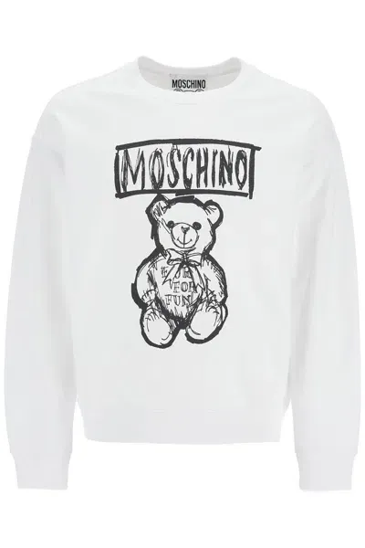 Moschino Teddy Bear Print Sweatshirt In White