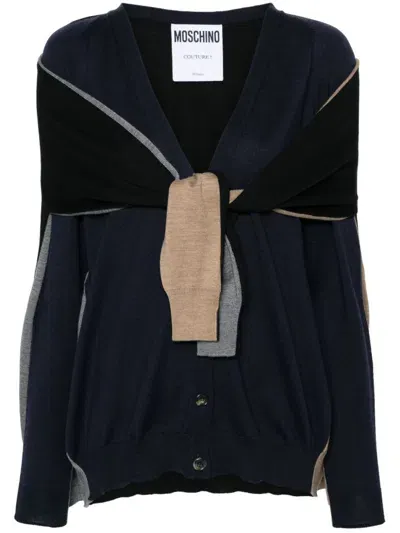 Moschino Virgin Wool Cardigan In Blue