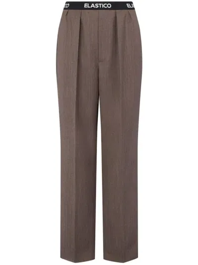 Moschino Virgin-wool Twill Trousers In Brown