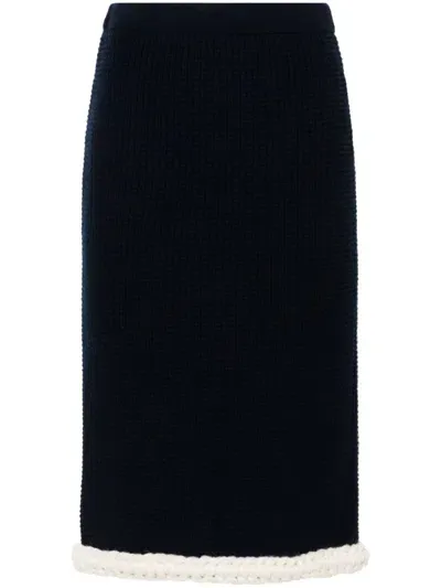 Moschino Waffle-knit Skirt In Blue