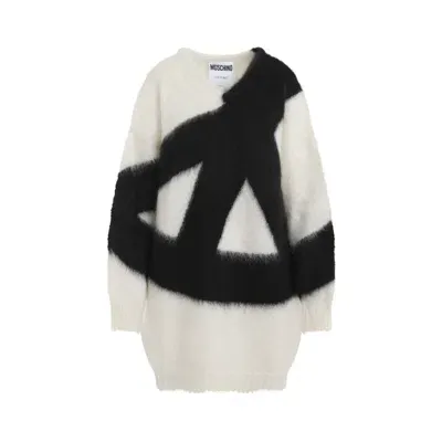 Moschino White Mohair Knit Dress In Black