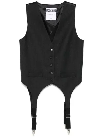 Moschino Wool Waistcoat In Black