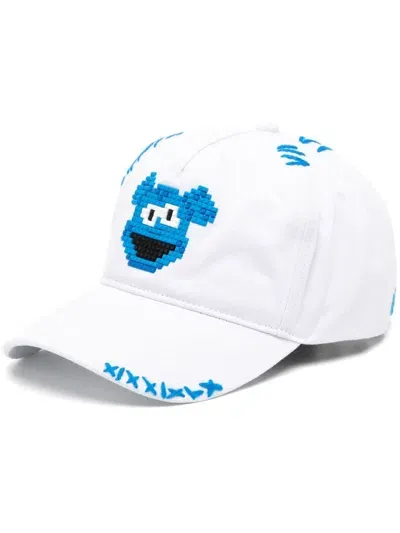 Mostly Heard Rarely Seen 8-bit Munchies Hand Stitched Hat In White