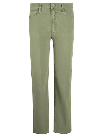 Mother Button Fitted Jeans In Olive Green