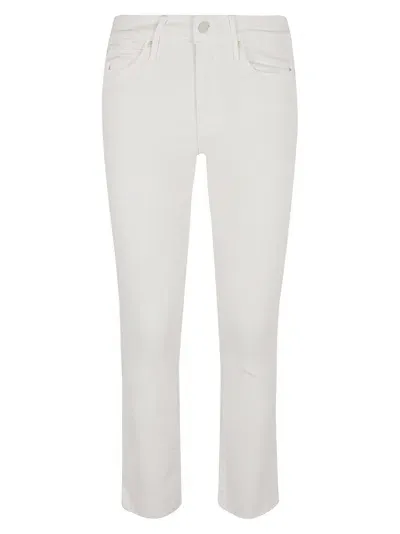 Mother Skinny Fit Buttoned Trousers In Cream Puffs