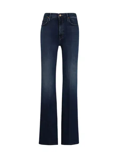 Mother Womens Karaoke In Kyoto Hustler Roller Straight-leg Mid-rise Stretch-denim Jeans In Blue