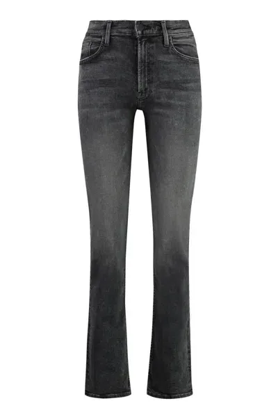 Mother Rider Skimp 5-pocket Straight-leg Jeans In Grey