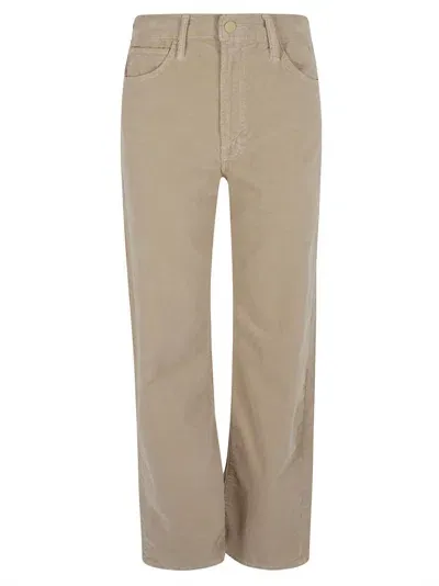 Mother Straight Buttoned Trousers In Taos Taupe