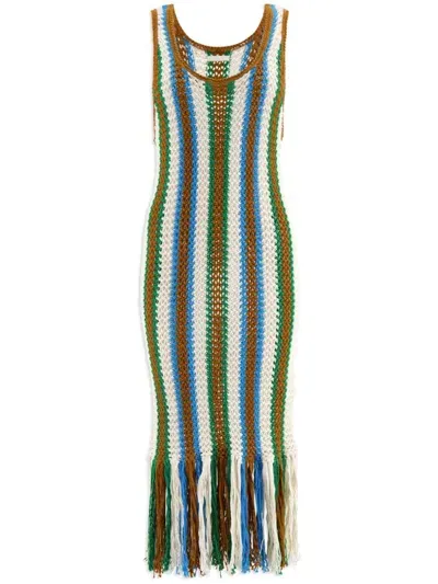 Mother Striped Crochet Dress In Green