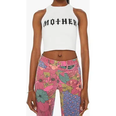 Mother The Chin Ups Chop Crop Graphic Tank In White