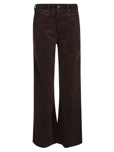 Mother The Ditcher Roller Zip Sneak Jeans In Brown