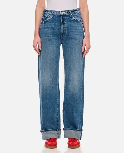 Mother The Dodger Skimp Cuff Denim Pants In Blue