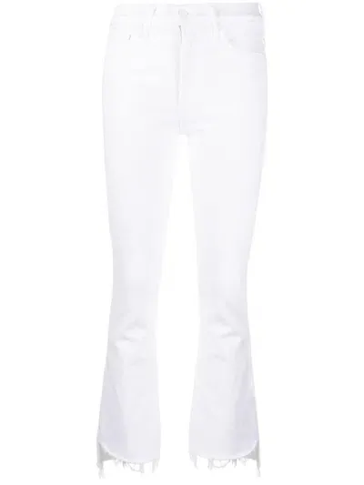 Mother The Insider Frayed Cropped Jeans In White