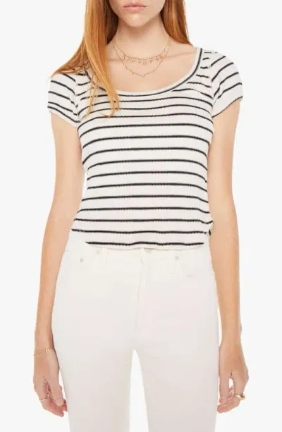 Mother The Itty Bitty Scoop Striped Tee In Black And Whte Stripe Bws