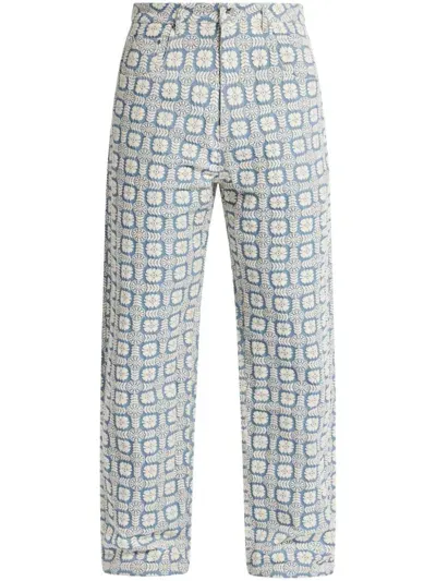 Mouty Floral-print Trousers In Blue