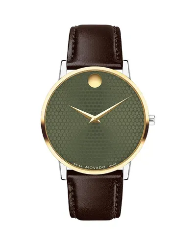 Movado Men's Museum Classic Swiss Quartz Brown Leather Watch 40mm