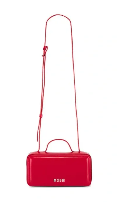 Msgm Small Baguette Bag In Red