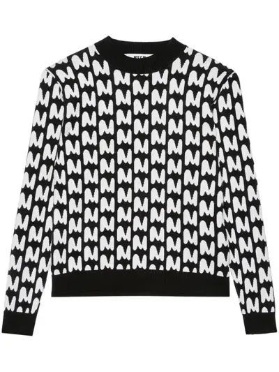 Msgm All-over-logo Sweatshirt In Black