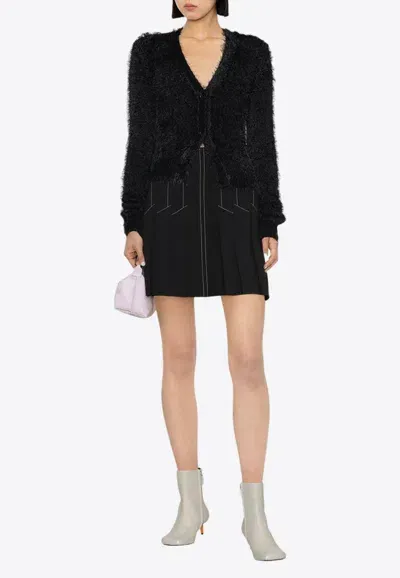 Msgm Brushed Knit Cardigan In Black