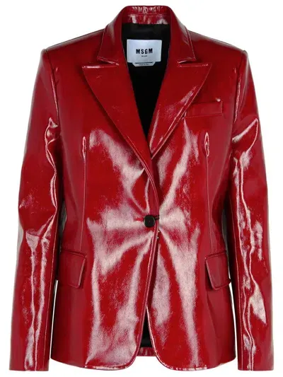 Msgm Burgundy Polyester Blazer In Red