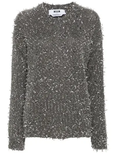 Msgm Confetti-embellished Sweater In Grey