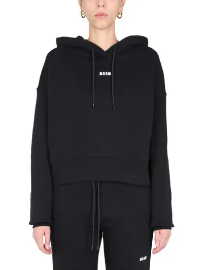 Msgm Cropped Sweatshirt In Black