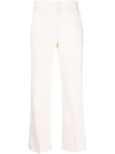 Msgm Cropped Tailored-cut Trousers In Nude