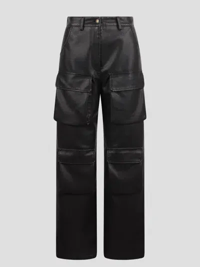 Msgm Faux Leather Cargo Pants In Black