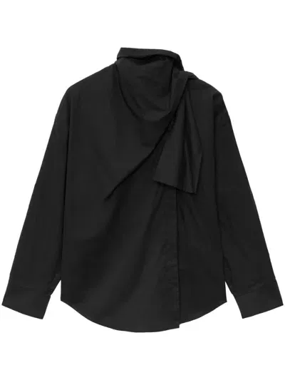 Msgm Gathered Twist Blouse In Black