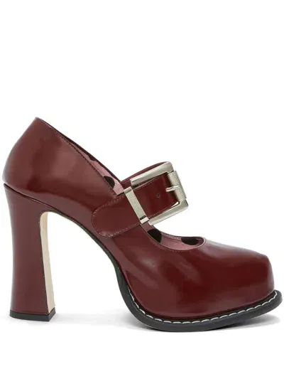 Msgm High-heel Buckled Pumps In Red