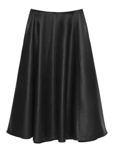 Msgm Leather Skirt In Negro