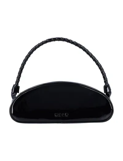 Msgm Mini Patent Leather Handbag In Black