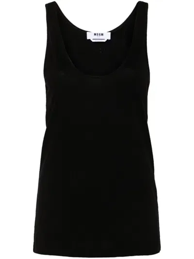 Msgm Logo-embroidered Tank Top In Black