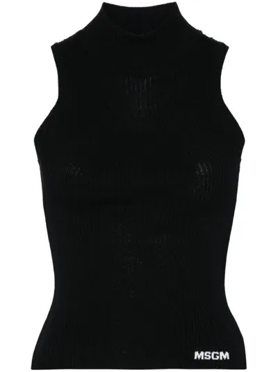 Msgm Logo-motif Tank Top In Black