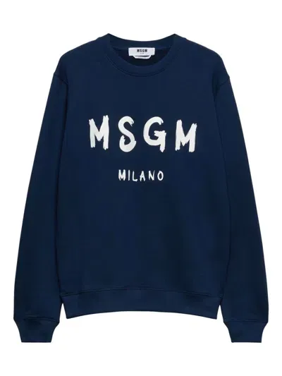 Msgm Logo-print Cotton Sweatshirt In Black