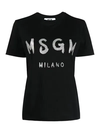 Msgm Logo-print Short-sleeve T-shirt In Black