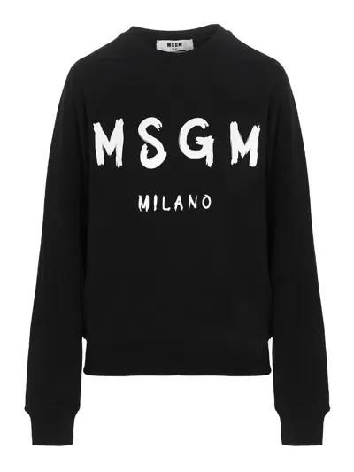 Msgm Logo Print Sweatshirt In Black